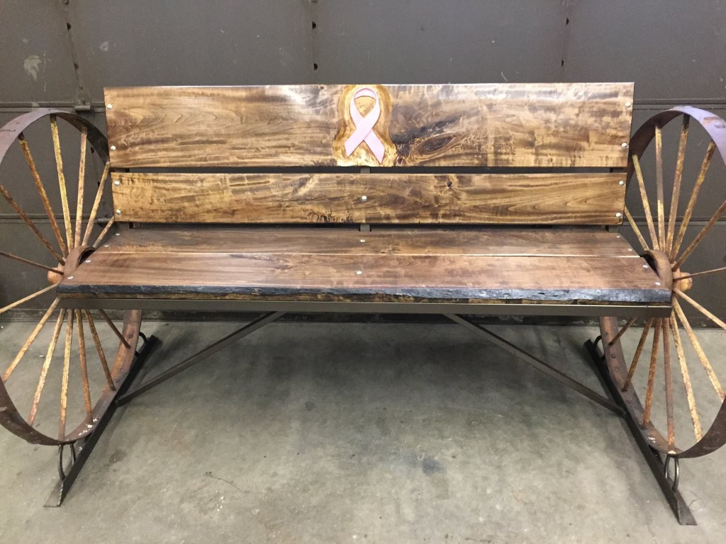 Here's a great item to be auctioned off at the Cancer Walk on June 12 and 100% of the proceeds will go to It Only Takes A Spark. This was made by the Carpentry & Welding classes at MHS. It is made with homegrown cottonwood and was locally milled.